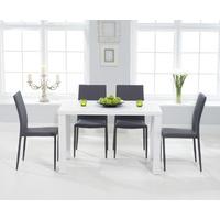 atlanta 120cm white high gloss dining table with atlanta stackable cha ...