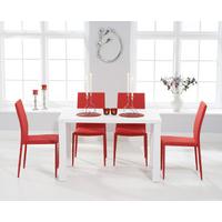 Atlanta 120cm White High Gloss Dining Table with 4 Atlanta Stackable Chairs