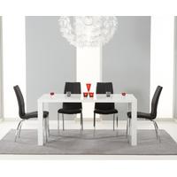 Atlanta 160cm White High Gloss Dining Table with Cavello Chairs