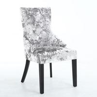 Athena Modern Dining Chair In Crushed Silver Velvet Fabric