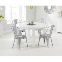 Atlanta 120cm White High Gloss Dining Table with Tolix Industrial Style Dining Chairs