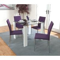 Atlantis Clarus Dining Set - with 4 Purple Chairs