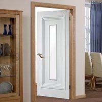 Atlanta White Primed Flush Door with Clear Safety Glass
