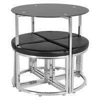 Atlas Stowaway Dining Set In Black Glass