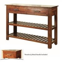 Athens Console Table In Solid Shesham Wood With 2 Drawers