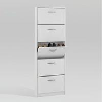 Atlanta Wooden Shoe Cabinet In White With 5 Drawer