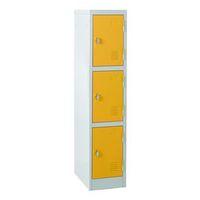 ATLAS KS2/3 3DOOR LOCKER 1372MM H x 300MMW x 450MMD SWIVEL CATCH YELLOW