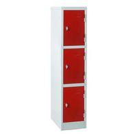 ATLAS KS2/3 3DOOR LOCKER 1372MM H x 300MMW x 450MMD SWIVEL CATCH RED