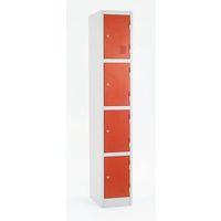 ATLAS METAL LOCKER 1800 X 450 X 450 4 DOOR, RED DOOR, KEY LOCK