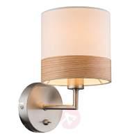 Attractive fabric wall lamp Libba, cream and wood