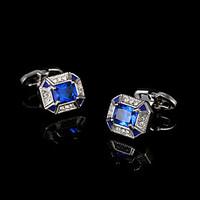 Atmosphere Blue Crystal Men\'s French Cufflinks Square Cuff Button Shirt Brand Cuff Links Jewelry Wedding Gift for Guests