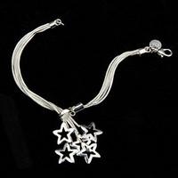 Attractive Sterling Silver Plated Copper-Nickel Alloy Bracelet With Star Pendant