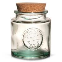 Authentic Recycled Glass Storage Jar with Cork Lid 250ml (Single)