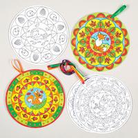 Autumn Mandala Colour-in Decorations (Pack of 10)