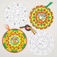 autumn mandala colour in decorations pack of 10