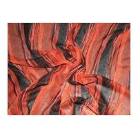 Autumnal Stripe Chiffon Print Dress Fabric Brown & Burnt Orange