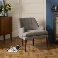 Austen Fabric Lounge Chair In Grey With Wooden Legs
