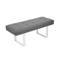 Austin Dining Bench In Grey Faux Leather With Chrome Base