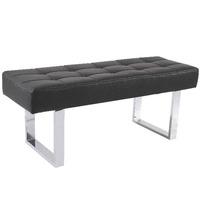 Austin Dining Bench In Black Faux Leather With Chrome Base
