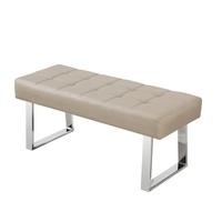 Austin Dining Bench In Taupe Faux Leather With Chrome Base