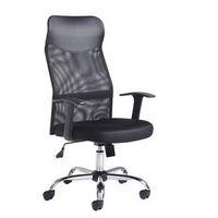 AURORA HIGHBACK MESH CHAIR WITH HEADREST, FIXED ARMS, CHROME BASE, BLACK MESH BACK WITH UPLH