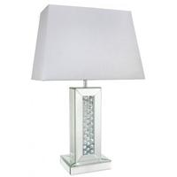 Austin Mirrored Table Lamp with Rectangular White Shade - Large
