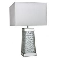 Austin Mirrored Floating Crystal Cone Table Lamp with White Shade