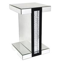 austin mirrored black end table