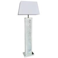 Austin Mirrored Floor Lamp with Rectangular 22 Inch White Shade
