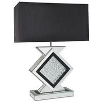 Austin Mirrored Black Table Lamp with Rectangular Black Shade - Large