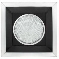 Austin Floating Crystal Black Circle Mirrored Wall Art - Large