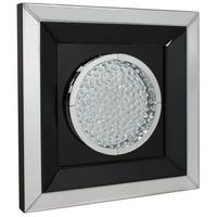 Austin Floating Crystal Black Circle Mirrored Wall Art - Small