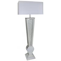 Austin Mirrored White V Shape Floor Lamp with Rectangular 23 Inch White Shade - Large