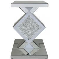 Austin Mirrored White End Table - Large