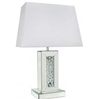 Austin Mirrored Table Lamp with Rectangular White Shade - Small