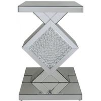 austin mirrored diamond end table