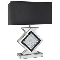 Austin Mirrored Black Table Lamp with Rectangular 22 Inch Black Shade - Large