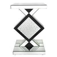 austin mirrored balck diamond end table