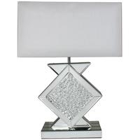 Austin Mirrored Table Lamp with Rectangular 22 Inch White Shade - Large