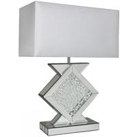 Austin Mirrored Table Lamp With Rectangular 17 Inch White Shade