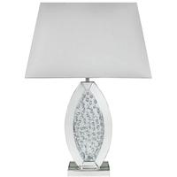 Austin Floating Crystal Oval Mirrored Table Lamp with White Shade