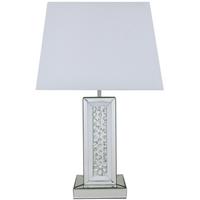 Austin Mirrored White Table Lamp With Rectangular 17 Inch White Shade