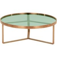 aula coffee table brushed copper and green glass