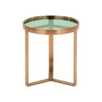Aula Side Table, Brushed Copper and Green Glass