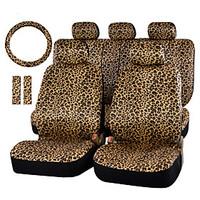 AUTOYOUTH Luxury Leopard Print Car Seat Cover and 15 Universal Steering Wheel Car Seat Protector