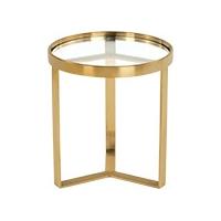 aula side table brushed brass and glass
