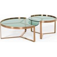 aula nesting coffee table copper and green glass