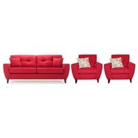 Aurelia Fabric 3 Seater and 2 Armchair Suite Red