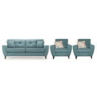 Aurelia Fabric 3 Seater and 2 Armchair Suite Duck Egg