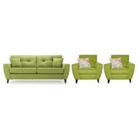 Aurelia Fabric 3 Seater and 2 Armchair Suite Lime